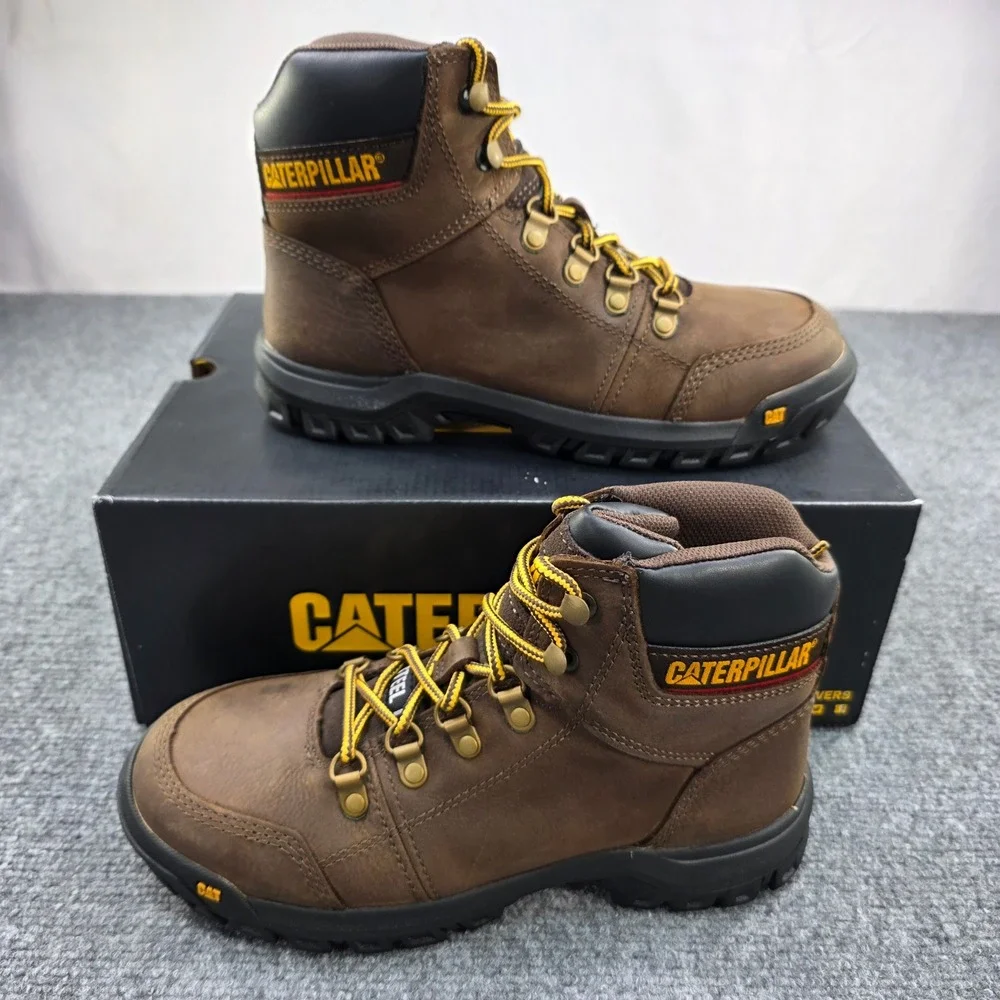 Caterpillar Outline Steel Toe Work Boot‎ Men's Size 7 NIB Seal Brown